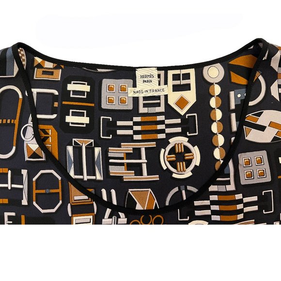 New Genuine Hermes Debardeur Silk Twill Top Made In France Size EU 36 - Picture 14 of 16